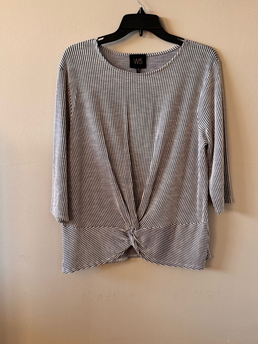 W5 Black & White Striped Twist-Front Tunic